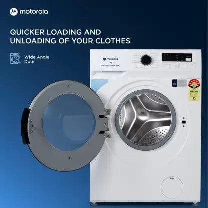 MOTOROLA 7 kg 5 Star Rating Garment Sterilization Fully Automatic Front Load Washing Machine with In-built Heater White  (70FLAM5W)(OPEN BOX) MOTOROLA 7 kg 5 Star Rating Garment Sterilization Fully Automatic Front Load Washing Machine with In-built Heater White  (70FLAM5W)(OPEN BOX)